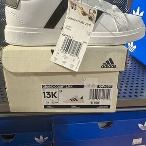 Adidas Kids Grand Court 2.0 White and Black Sneakers